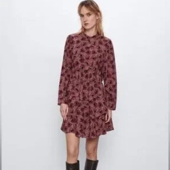 Zara Floral Long Sleeve Ruffle Dress - Picture 2 of 11